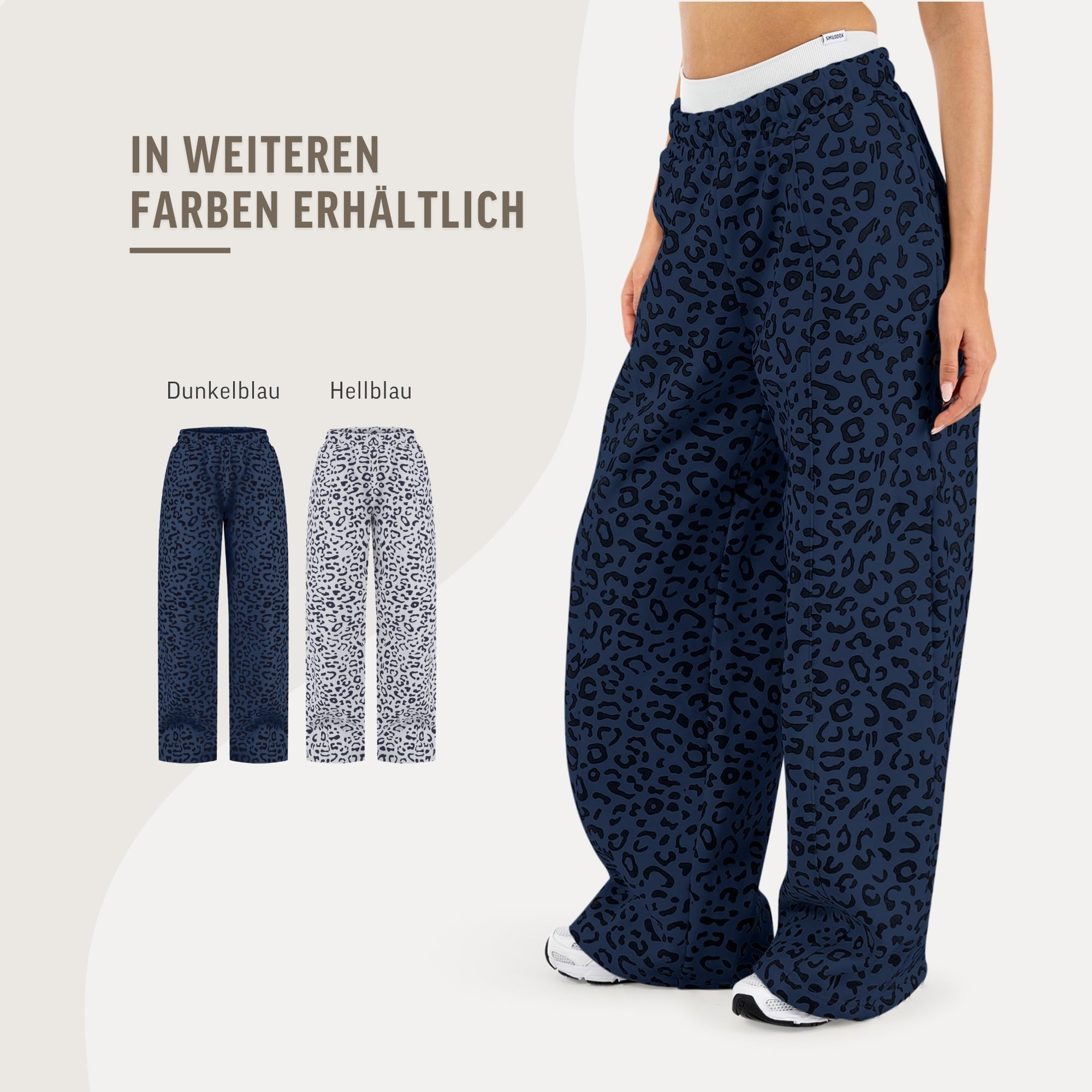 SMILODOX Jogginghose Damen Leora, Oversize Fit Trainingshose, Sweatpants, Freizeit-Hose mit elastischem Bund und Tunnelzug, Verstellbarer Beinabschluss und Seitentaschen, Gym & Homewear
