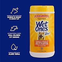Vista 2 de Wet Ones Toallitas multiusos para perros con aloe vera para mascotas Toallitas para perros para todos los perros en salpicaduras tropicales
