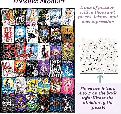 Miniatura 5 de Rompecabezas grandes de teatro musical de Broadway para adultos y niños, 1000 piezas, rompecabezas intelectuales, regalo personalizado, juguetes de