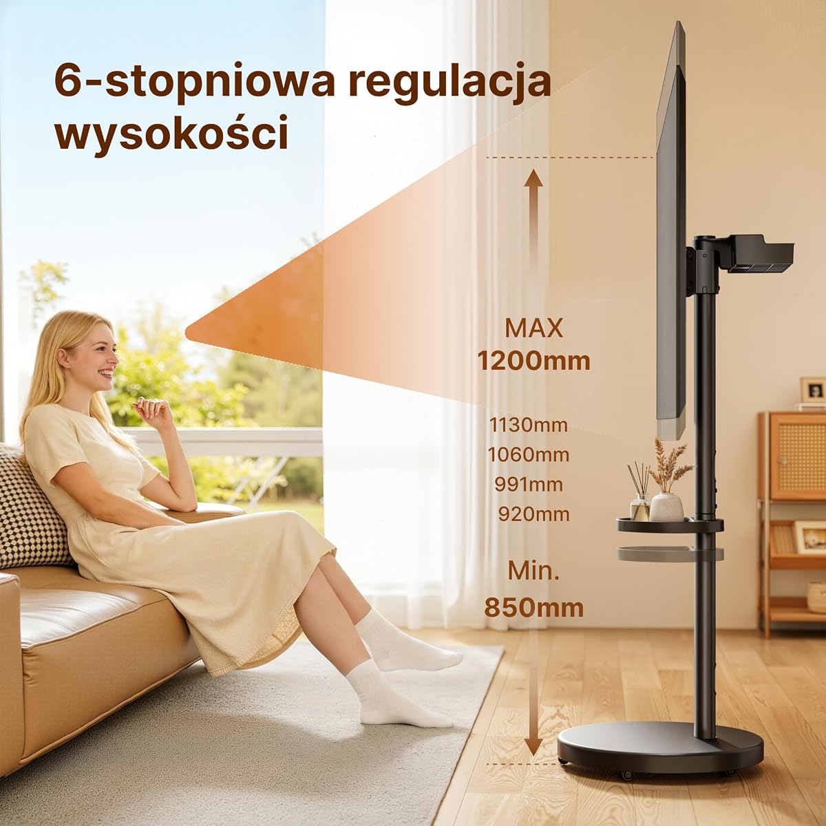 Mobilny stojak pod telewizor na kółkach – do ekranów 32–65 cali