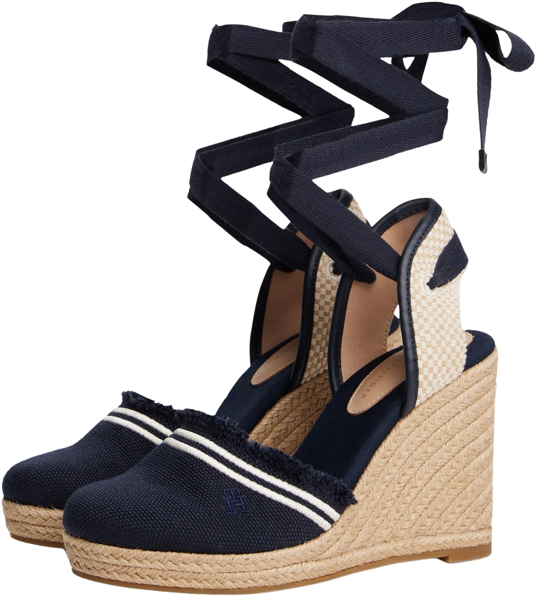 Tommy Hilfiger Espadrilles Compensées Femme Fringe Canvas à Talon Compensé