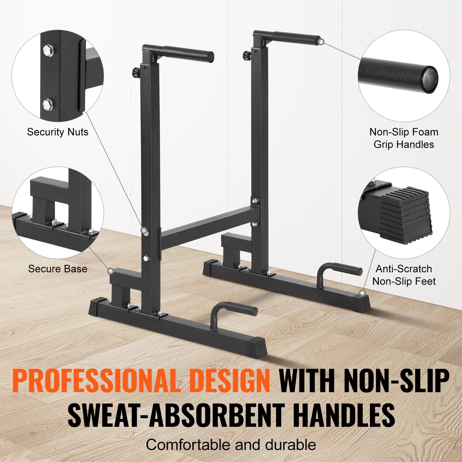 VEVOR Barre Dips, Capacité de 227 kg, Station de Dips Très Résistante avec Hauteur Réglable, Station de Barre d'Entraînement de Fitness, Barres Parallèles pour l'Entraînement de Force à la Maison