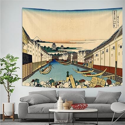 Amazon Co Jp タペストリー 和柄 江戸時代 間仕切りカーテン 壁掛け 浮世絵 デザイン 90x75 名画 オシャレ ファブリック 花柄 ネイティブ インテリア ウォールデコレーション 装飾アート 壁飾り ベッドルーム ホーム キッチン