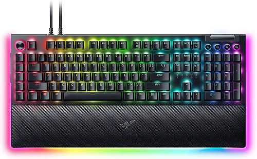 Razer Teclado mecánico BlackWidow V4 Pro para juegos con cableado interruptores naranjas táctiles y silenciosos, teclas ABS de doble enfoque, esfera