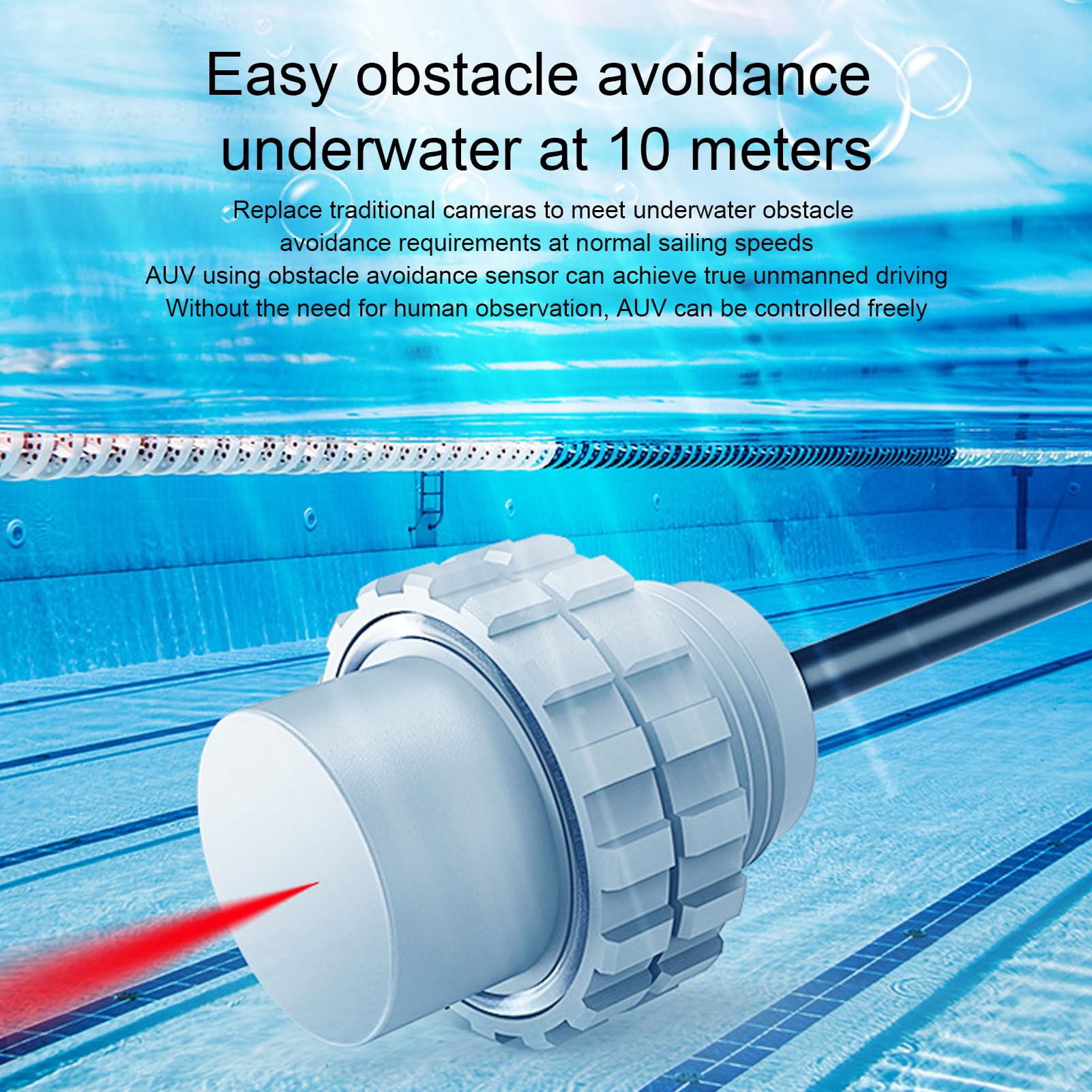 Sensore di Distanza Subacquea Ad Ultrasuoni IP68 Waterproof 485 Output - 10m ROV Evitamento Dell'ostacolo per la Pulizia della Piscina Robot (DYP-L081M4W-V2.0)