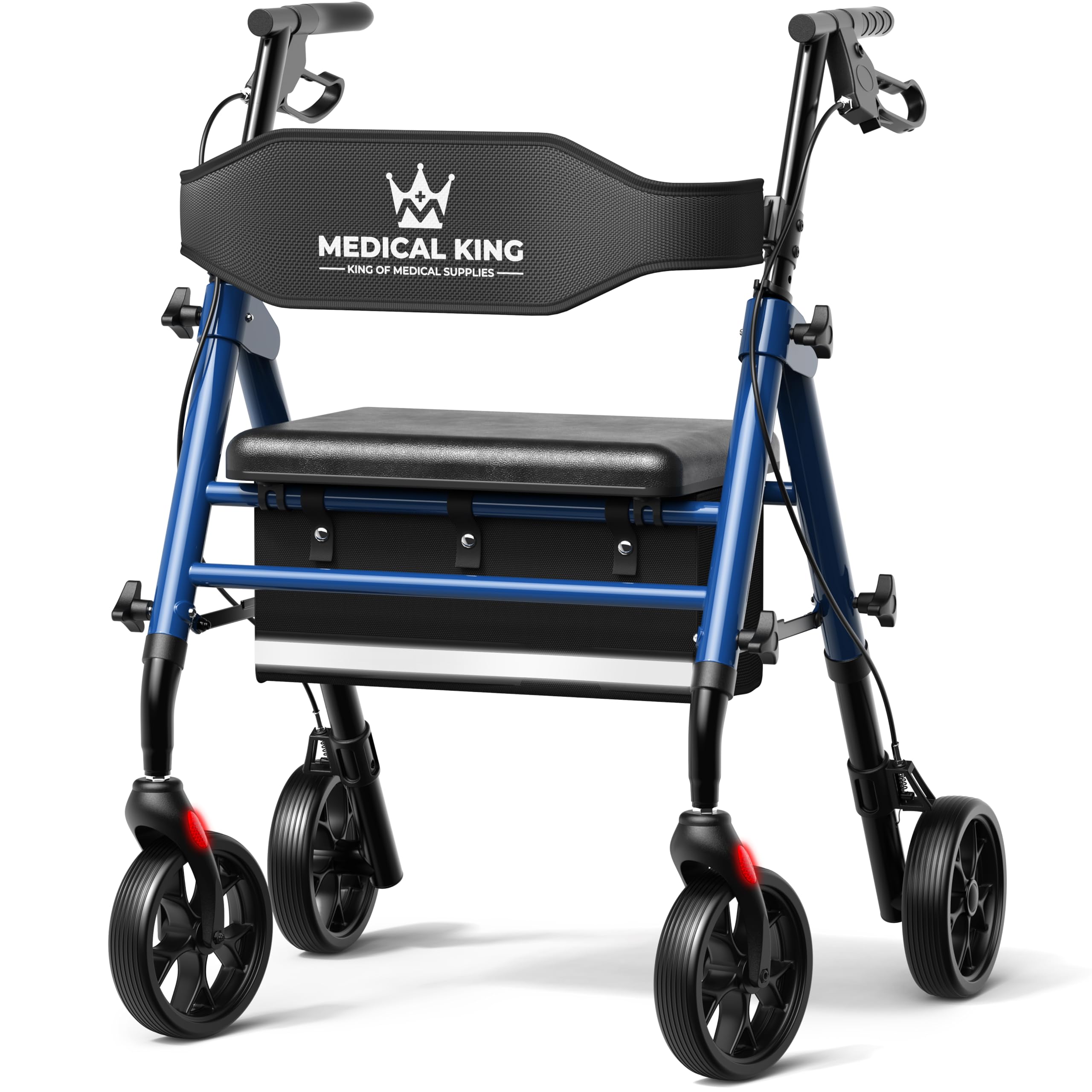 Walkers for Seniors with Seat Foldable Rollator Walker with 8" Wheels, Adjustable Handle Height, Comfortable Seat, 350 lb Capacity, Lightweight