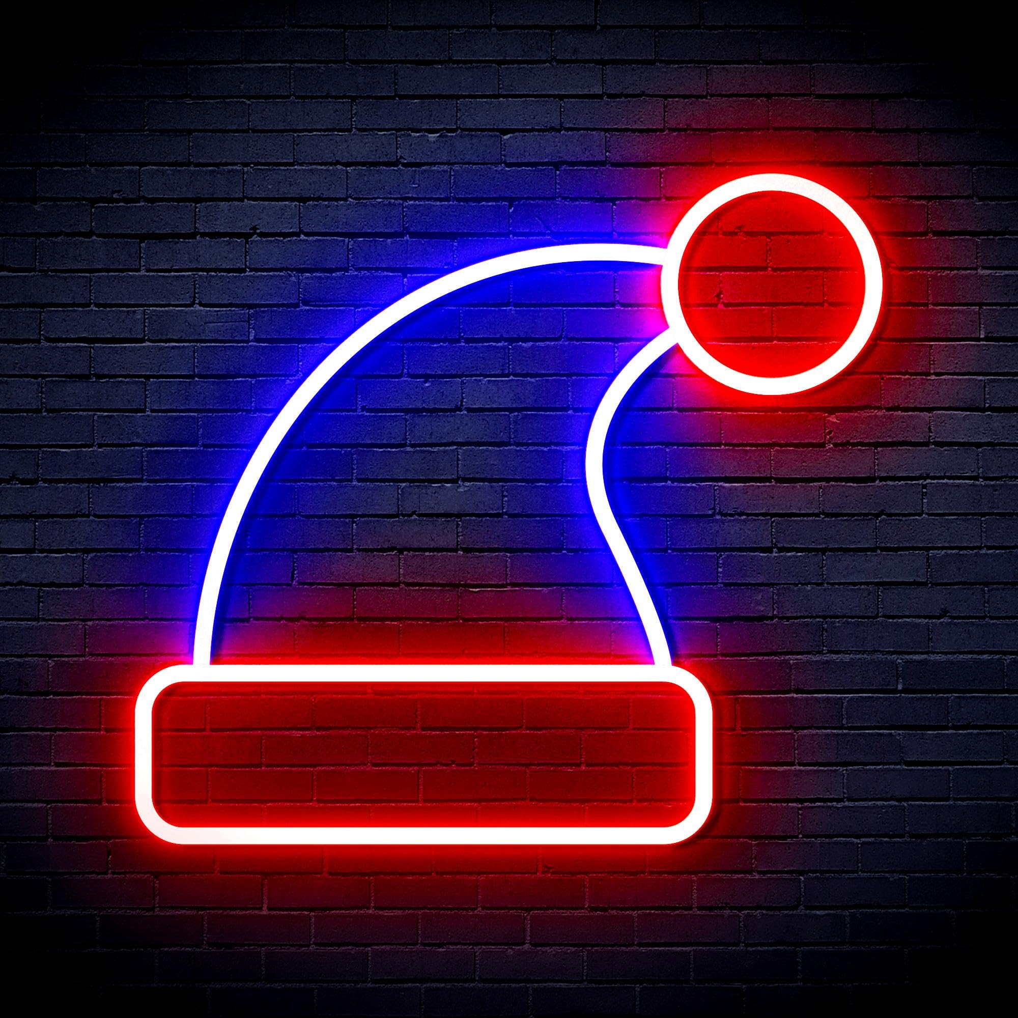 ADVPRO Letrero de neón LED de silicona flexible con sombrero de Navidad, rojo y azul, st16s66-fnu0126-rb