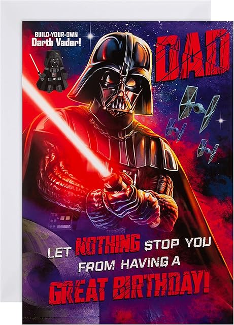 Hallmark Birthday Card for Dad - Star Wars Darth Vader Design with 'Pop Out and Make' Model, Multicoloured (ECM25495347)