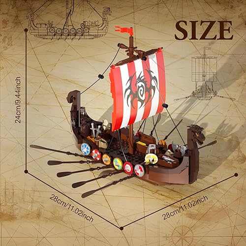 Miniatura 3 de VONADO Juego de construcción de barcos piratas, compatible con Vikng Ship Toys, The Medieval Norse Myths Pirates Ship, gran regalo para niños y