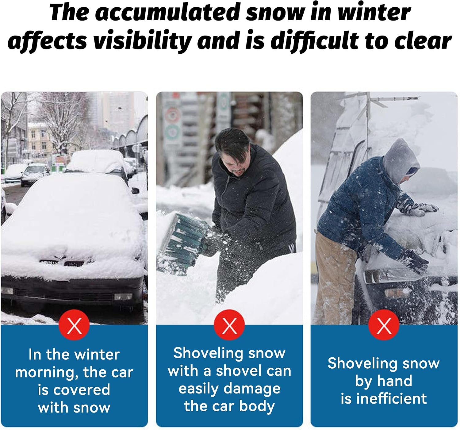 27" Detachable Aluminum Snow Brush & Ice Scraper for Car Windshield - Ergonomic Foam Grip, Suitable for Cars, Trucks, SUV Windshields & Windows, Winter Car Essential Tool (Yellow)