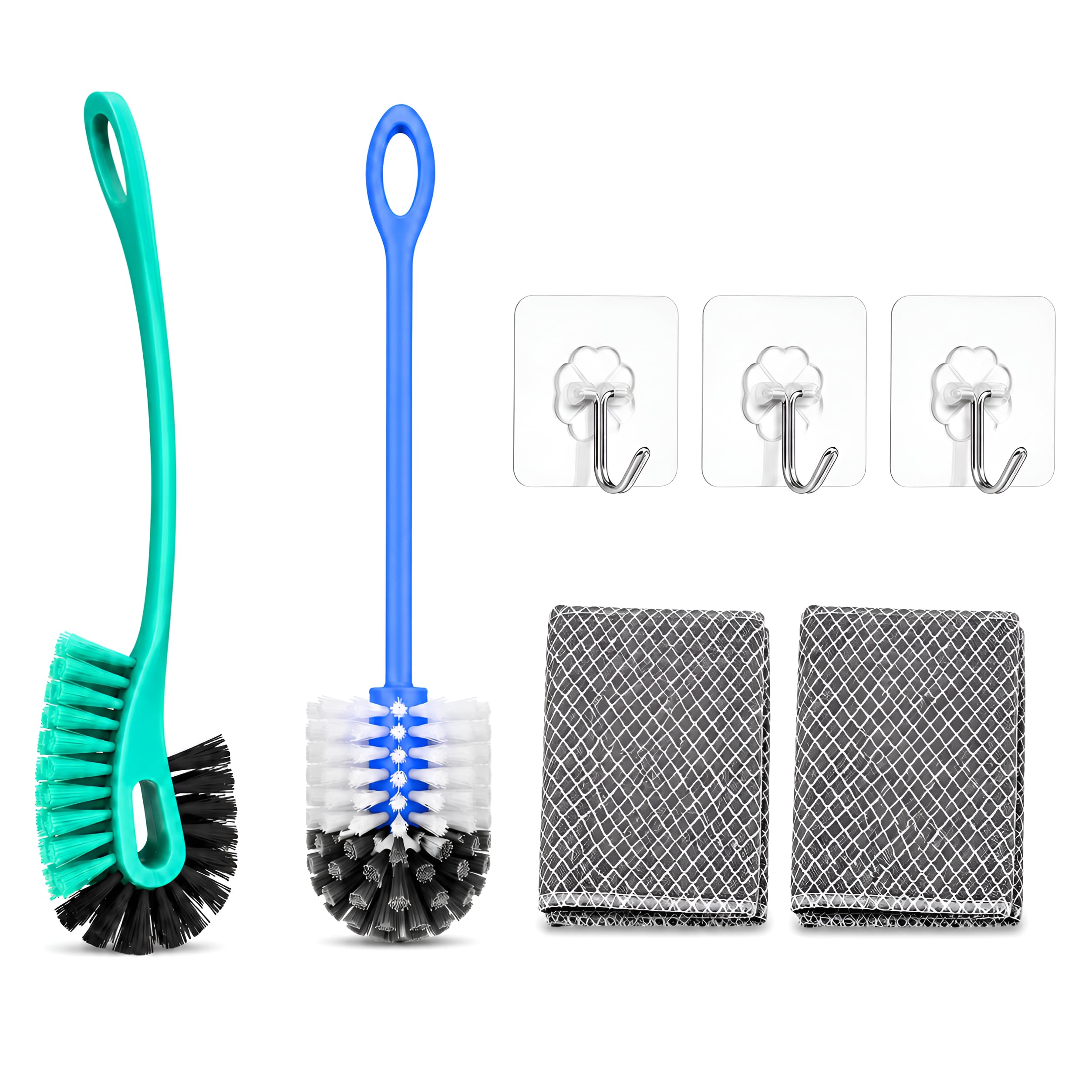 PulGos 7-in-1 Bathroom Cleaning Kit with 2 Brushes & Multi-Colour