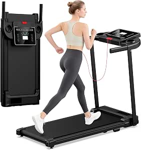 Foldable Compact Treadmill for Home Use with Handle Bar, LED Display, and Shock Absorption