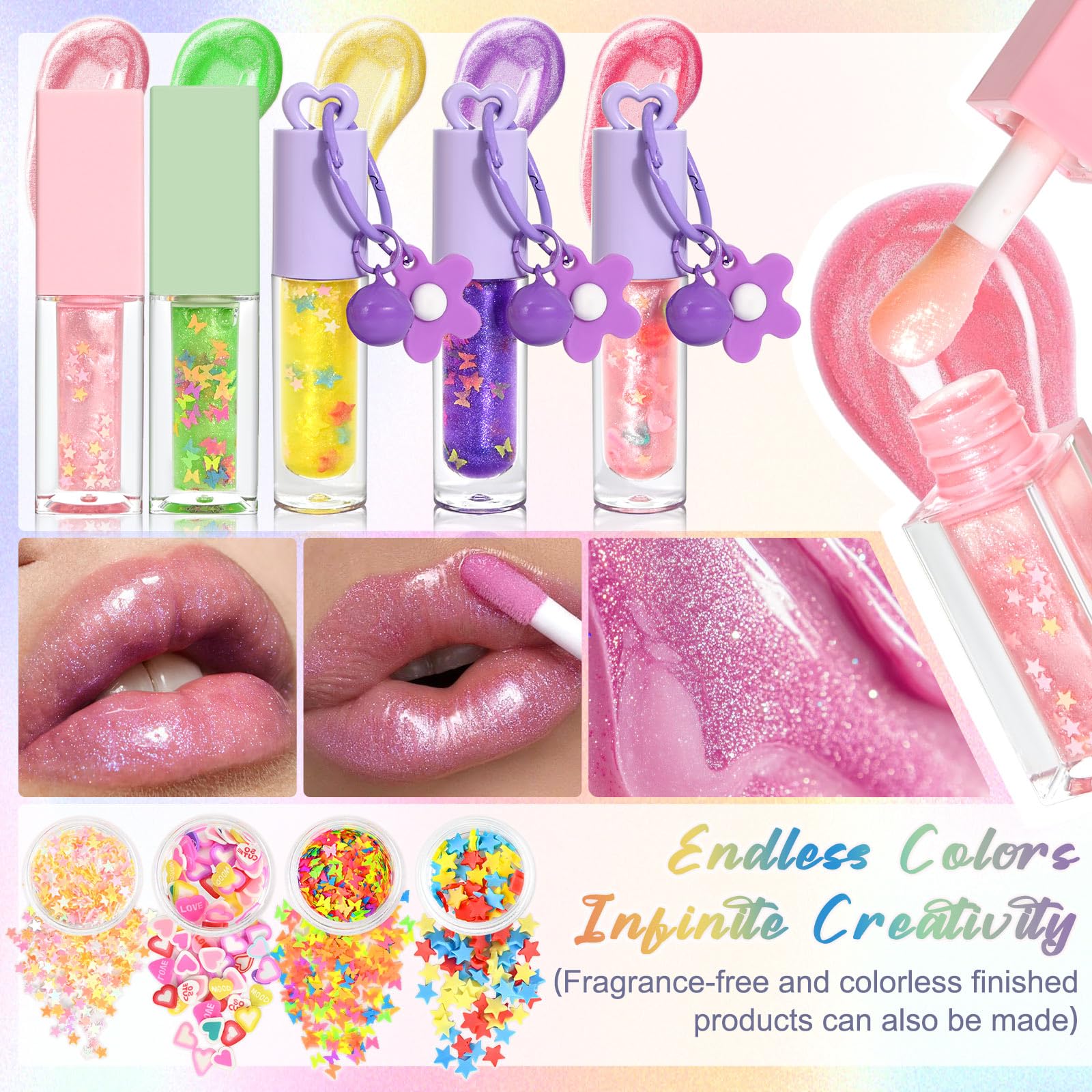 JUYRLE Lipgloss Selber Lippenstift Making Kit, Kreative Bastelset Erwachsene DIY Set Mädchen Selber Machen, Ungiftig Lip Gloss Kosmetik Make up, Als Geschenk für Frauen