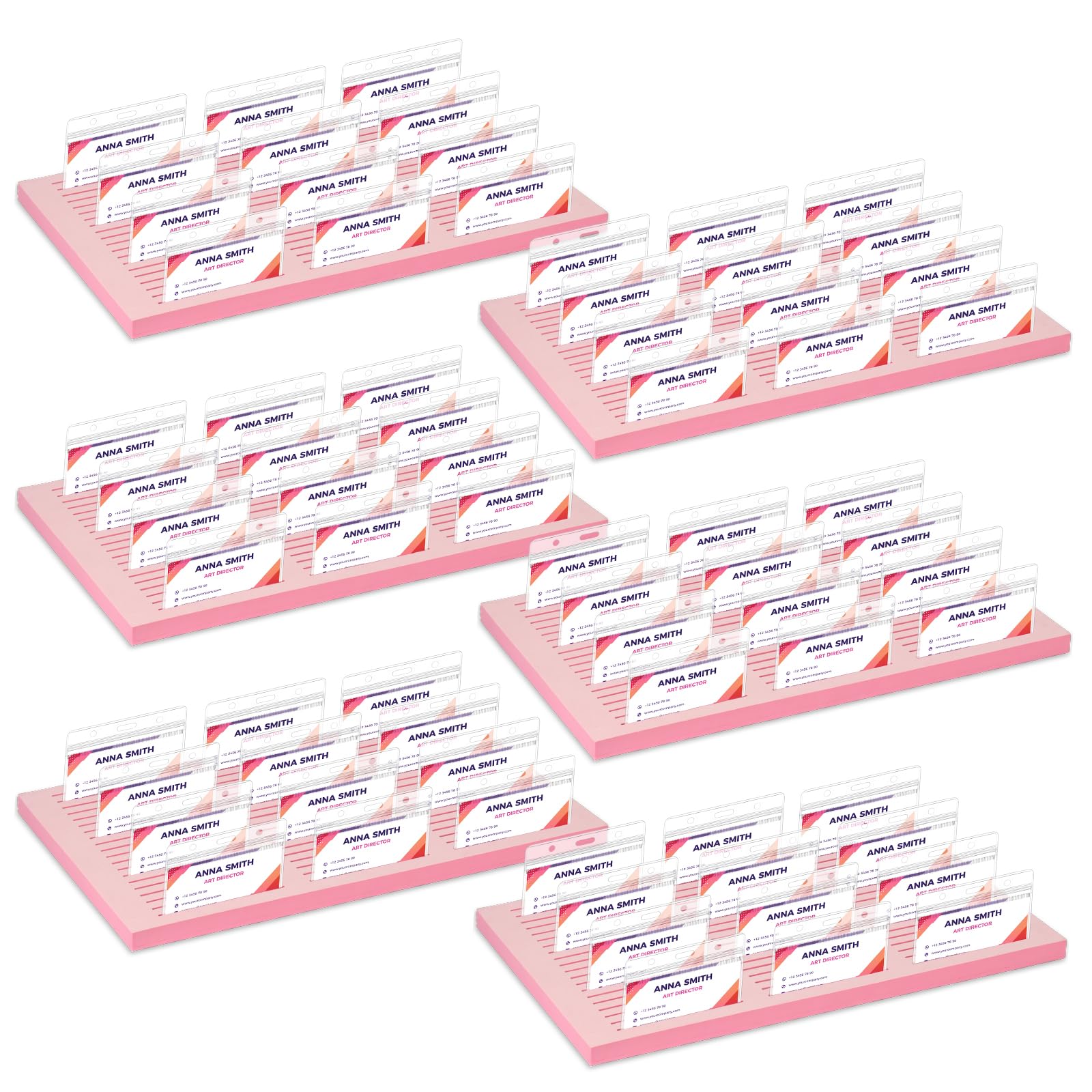 6 Pack of 360 Slots Pink Foam Name Badge Holder 4.25 Inches Slots