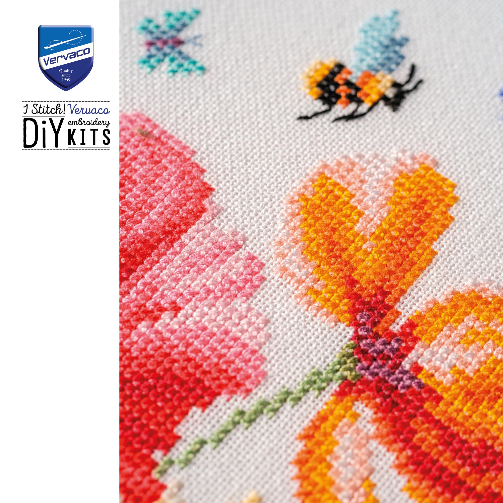 Vervaco Kits De Punto De Cruz Contado Cuadros Decoracion DIY Creativo KitAMAPOLAS Y FLORES SILVESTRES Manualidades Arte De Pared Bordar Kit Principiantes Regalo29 x 28 cm Cross Stitch Embroidery