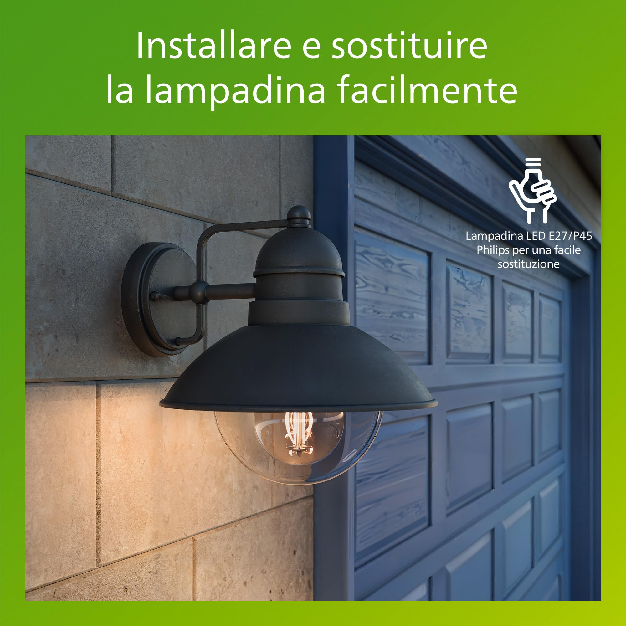 Philips Hoverfly Applique LED da Esterno, Resistente a Intemperie IP44, Durevole, Alluminio, Design Classico, Nero, Lampadina E27 Venduta Separatamente