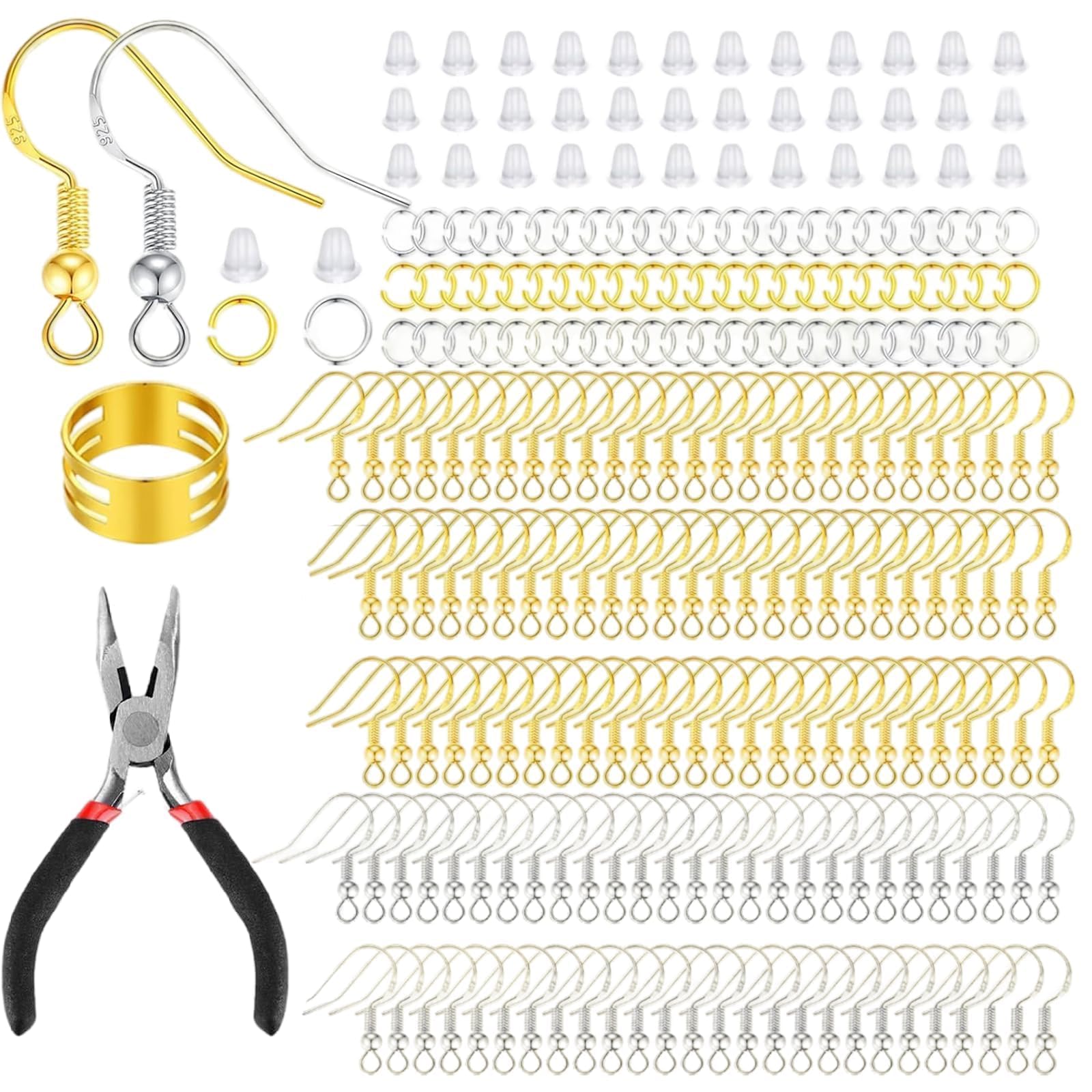 602 Pcs Earring Making Kit, Earring Hooks for Jewellery Making Gold Silver Jewellery Hook Earrings Make Set, with Hooks