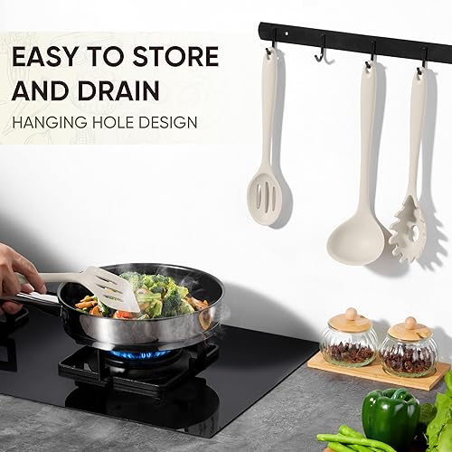 Miniatura 4 de Herogo Juego de utensilios de cocina de silicona, juego de utensilios de cocina de 7 piezas, herramientas de cocina resistentes al calor, espátula