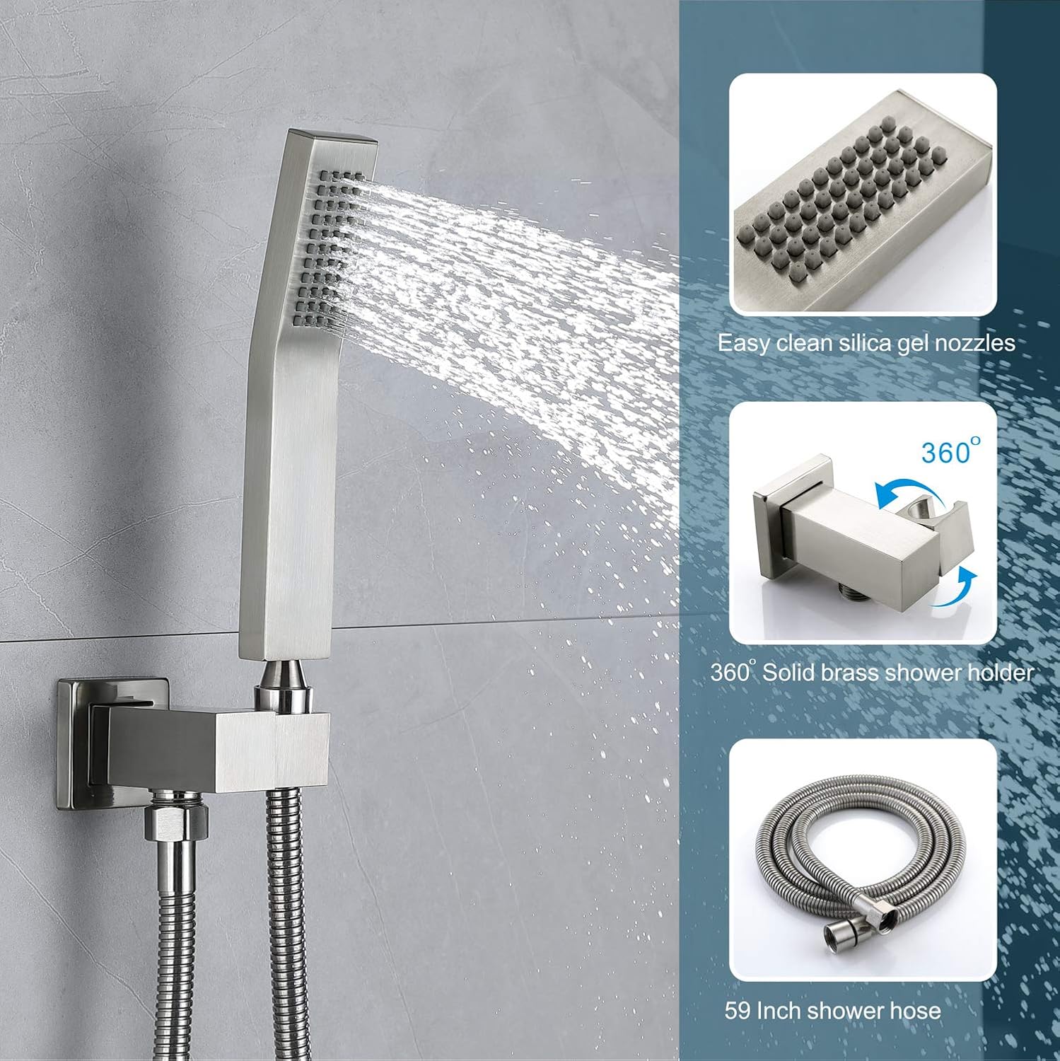 Bathtub Shower System Brushed Nickel Shower Fixtures 8 Inch Rain Mixer Shower Faucet Combo With Waterfall Shower and Tub Faucet set Complete - - 
