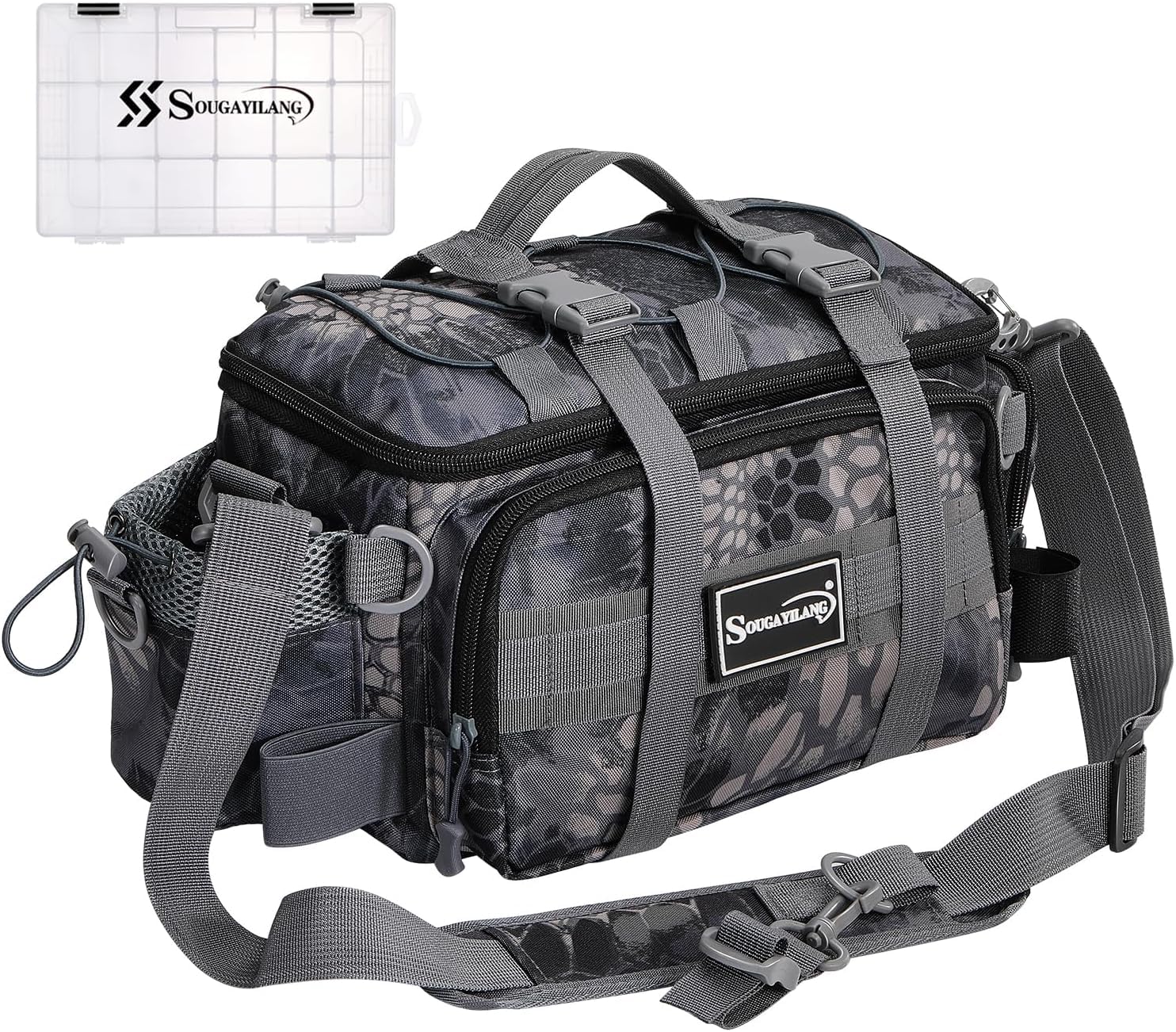 Sponsored Ad – Sougayilang Fishing Tackle Bags with 3600 Tackle Tray - Fishing Tackle Storage Bags for Saltwater or Freshwater Fishing Gear - Padded Shoulder Strap - Tackle Box Bag Fishing Bag(Grey)