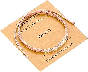 Btysun Morse Code Bracelets for Women Christmas Gift Stocking Stuffers for Teens Pink Braided Bracelets Inspirational Best Friend Birthday Gifts for Her High School Graduation Gifts for Her 2025 Mom Bracelet Jewelry