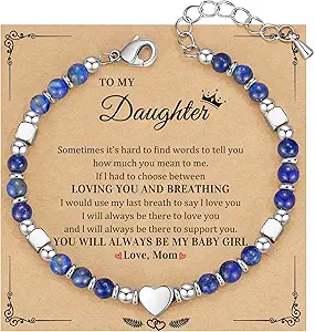 Christmas Gifts for Women, Stocking Stuffers for Teens Beaded Bracelets for Women Gifts for Mom Christmas Gift Mothers Day Gift for Grandma Daughter Bonus Mom Nature Stone Bead Bracelet Graduation Jewelry for Her 2026