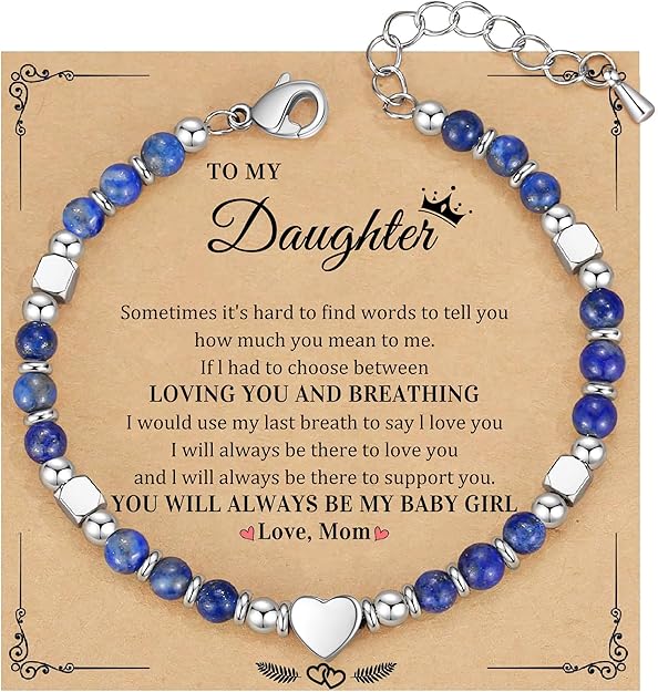 Christmas Gifts for Women, Stocking Stuffers for Teens Beaded Bracelets for Women Gifts for Mom Christmas Gift Mothers Day Gift for Grandma Daughter Bonus Mom Nature Stone Bead Bracelet Graduation Jewelry for Her 2026
