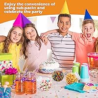 Vista 6 de Sunnyray Juego de 8 tarros de plástico de 25 onzas con tapas, platos transparentes para dulces con tapas, juego de recipientes de buffet, soporte