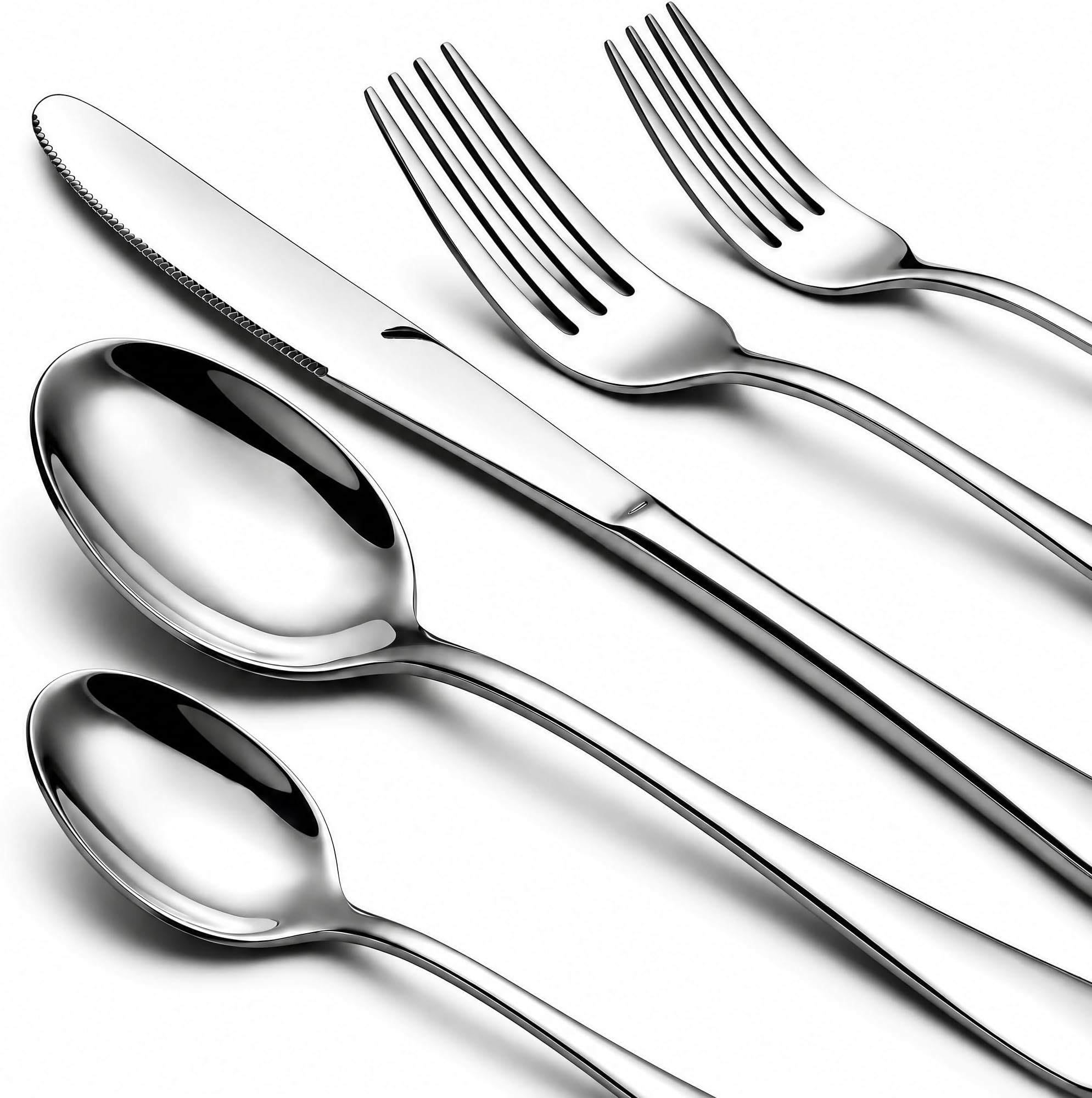 NICE KITCHEN Silverware Set, 40 Piece Stainless Steel Cutlery Sets for 8 | Heavy Duty Flatware, Mirror Polished Forks Spoons and Knives Set, Reusable Utensils for Home Kitchen, Dishwasher Safe