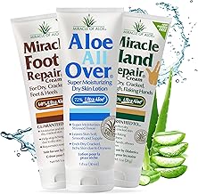 Miracle of Aloe 3-pack Assortment, includes 1 ounce tubes each of Miracle Foot Repair, Miracle Hand Repair and Aloe All Over