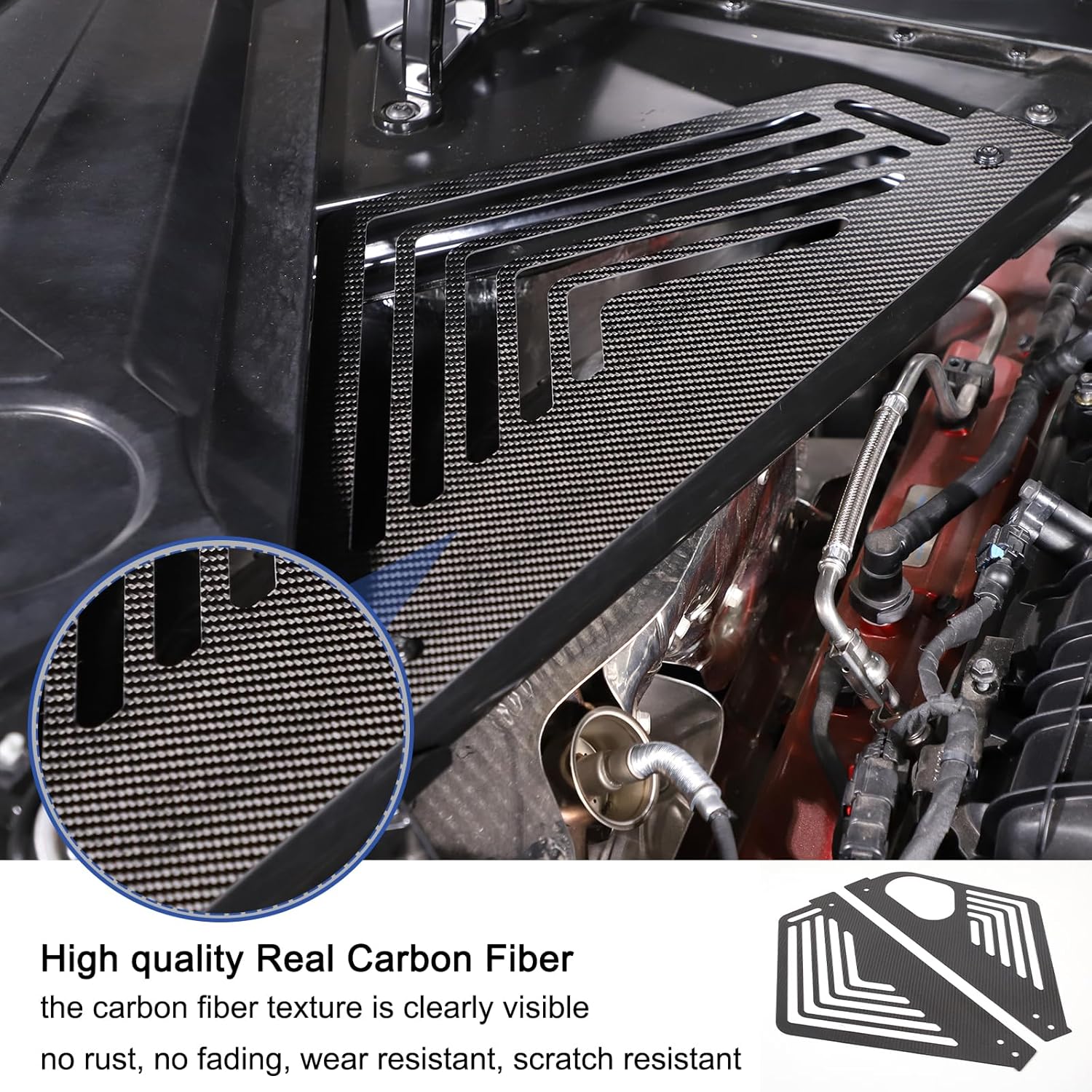 Daeiclru Real Carbon Fiber Engine Bay Panel Cover Compatible with Chevrolet Corvette C8 2020-2023, Engine Protector Splash Shield, Left Right Engine Case Guards