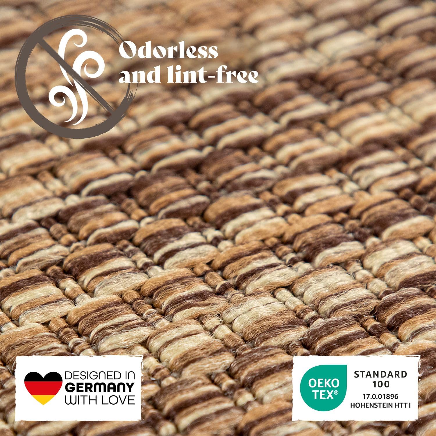 TT Home Tapis pour Extérieur Tapis De Cuisine Balcon Terrasse Design Uni Moderne, Couleur:Café, Dimension:80x250 cm