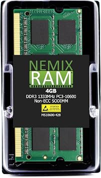 NEMIX RAM 4GB 1X4GB DDR3 1333MHZ PC3-10600 2Rx8 1.35V 204-PIN Non-ECC Unbuffered SODIMM Point of Sale Memory Compatible with POSIFLEX HS-3512W Compact All-in-One Terminal with Replaceable Printer