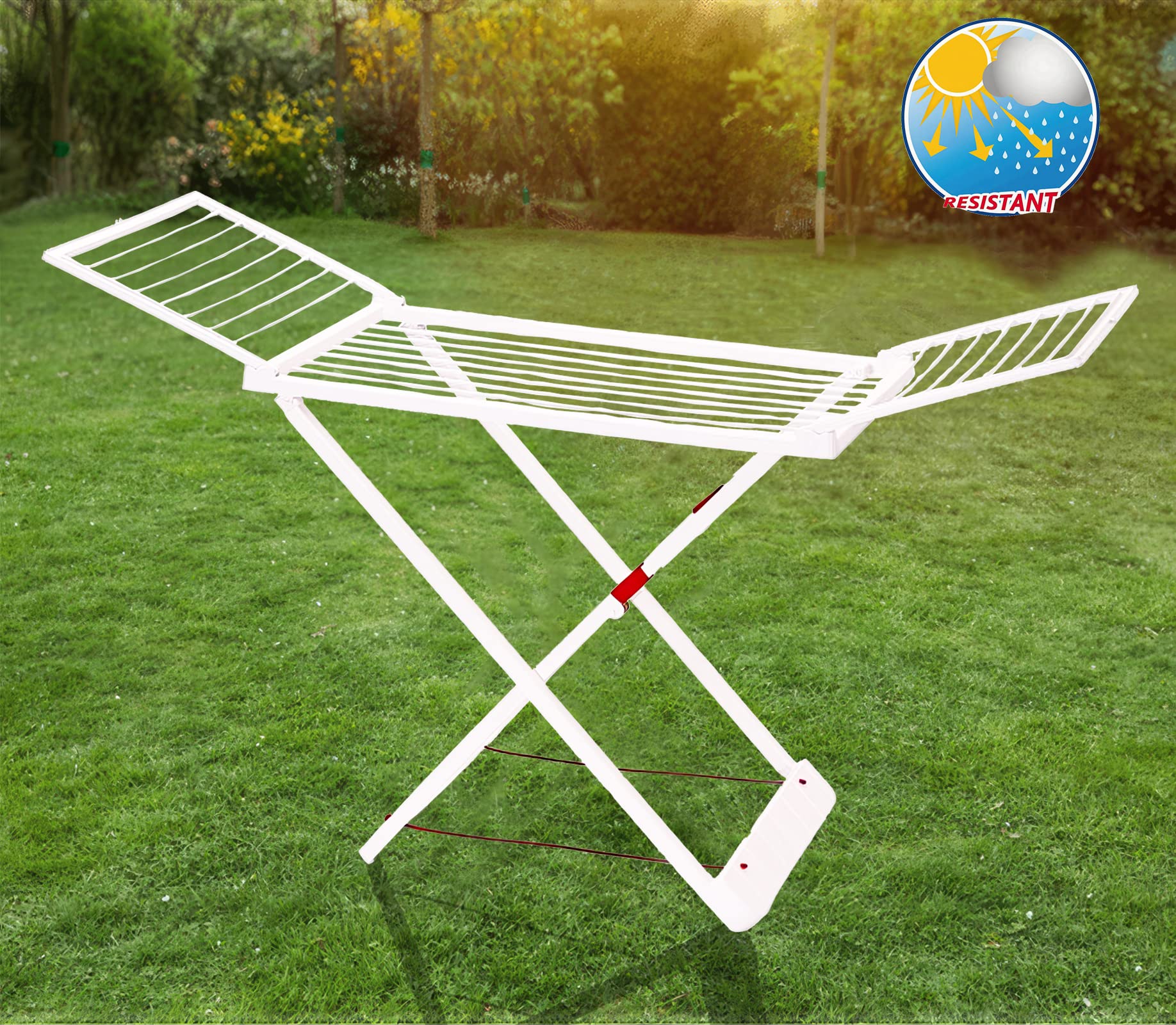 ForenTex Tendederos Plegables con alas, Hecho de Resina, Superficie de tendido 20 m, con Bloqueo de Seguridad, Resistente al Sol, Incluye 20 Pinzas (Blanco) — view 4