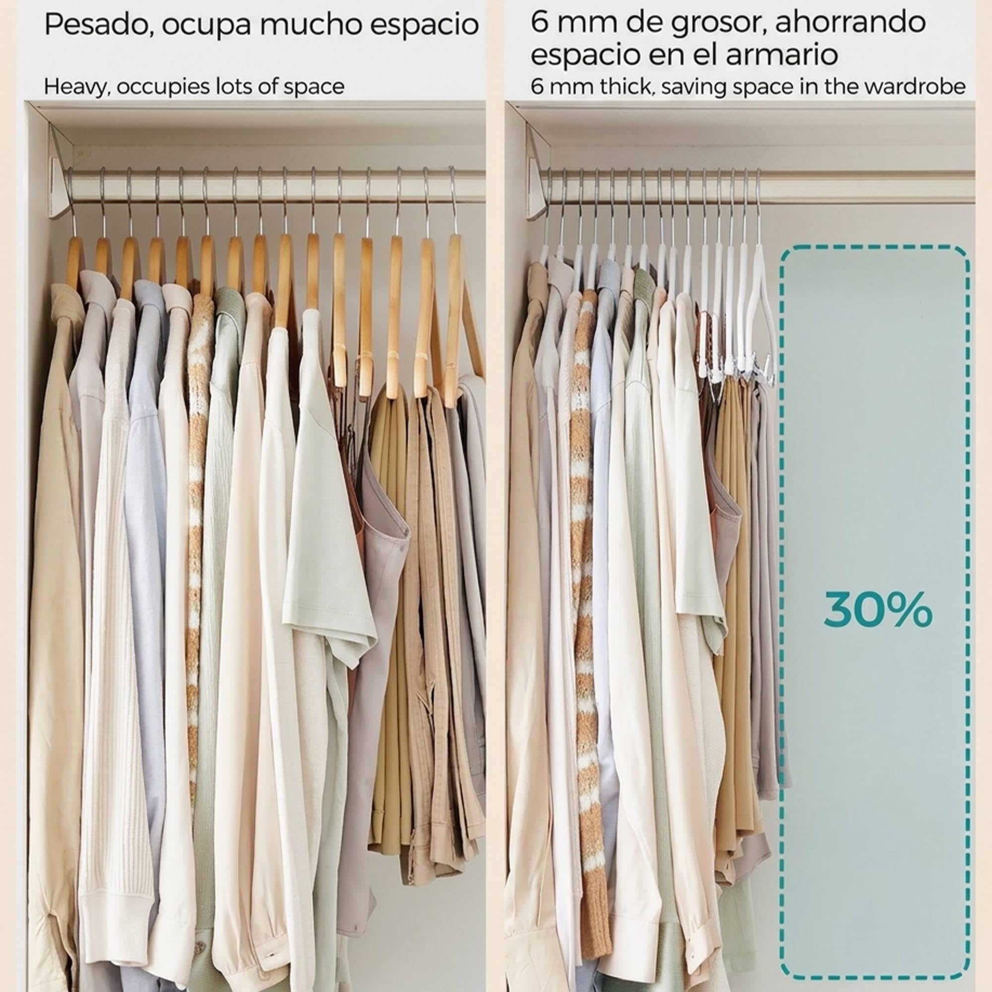 Perchas de Terciopelo con Clips Ajustables - Antideslizantes y Muy Finas con Ganchos giratorios, Set de 30
