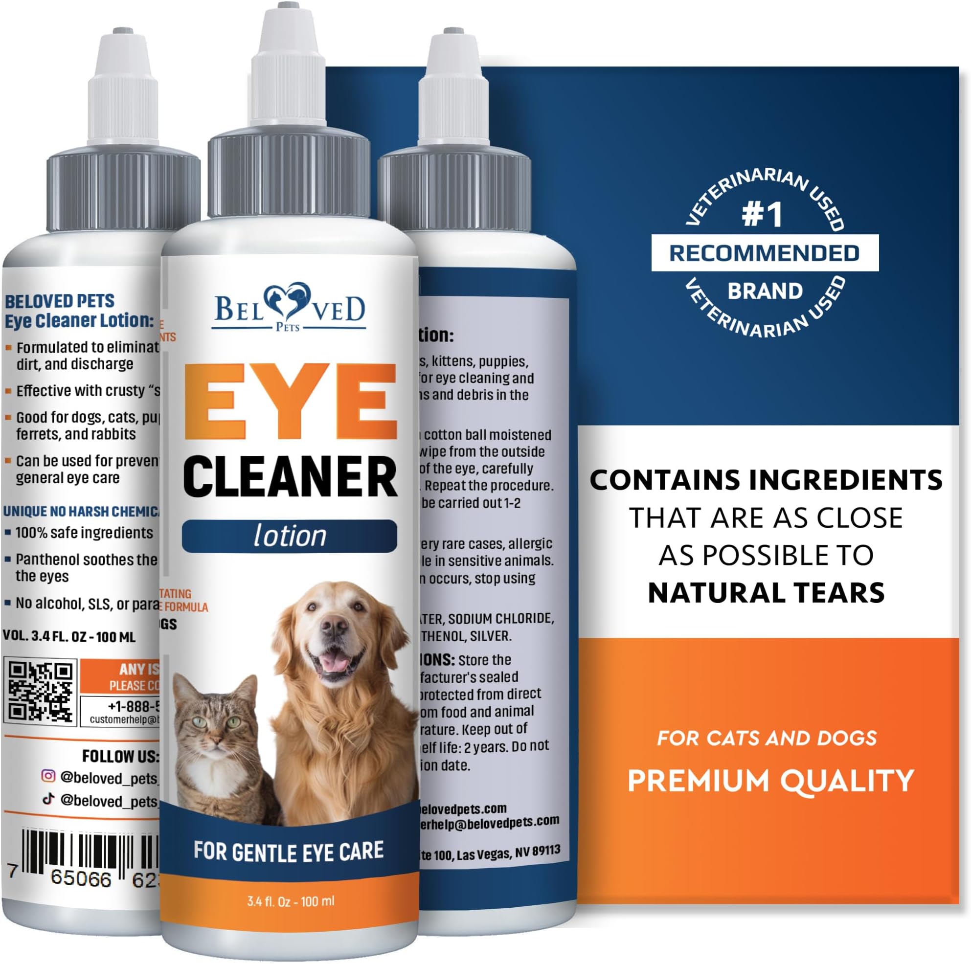 All Pets Eye Wash Drops for Relieve Pink Eye, Allergies Symptoms, Infections & Runny, Dry Eyes - Pain-Free Treatment Helps Prevent Abrasions, Irritations & Conjunctivitis