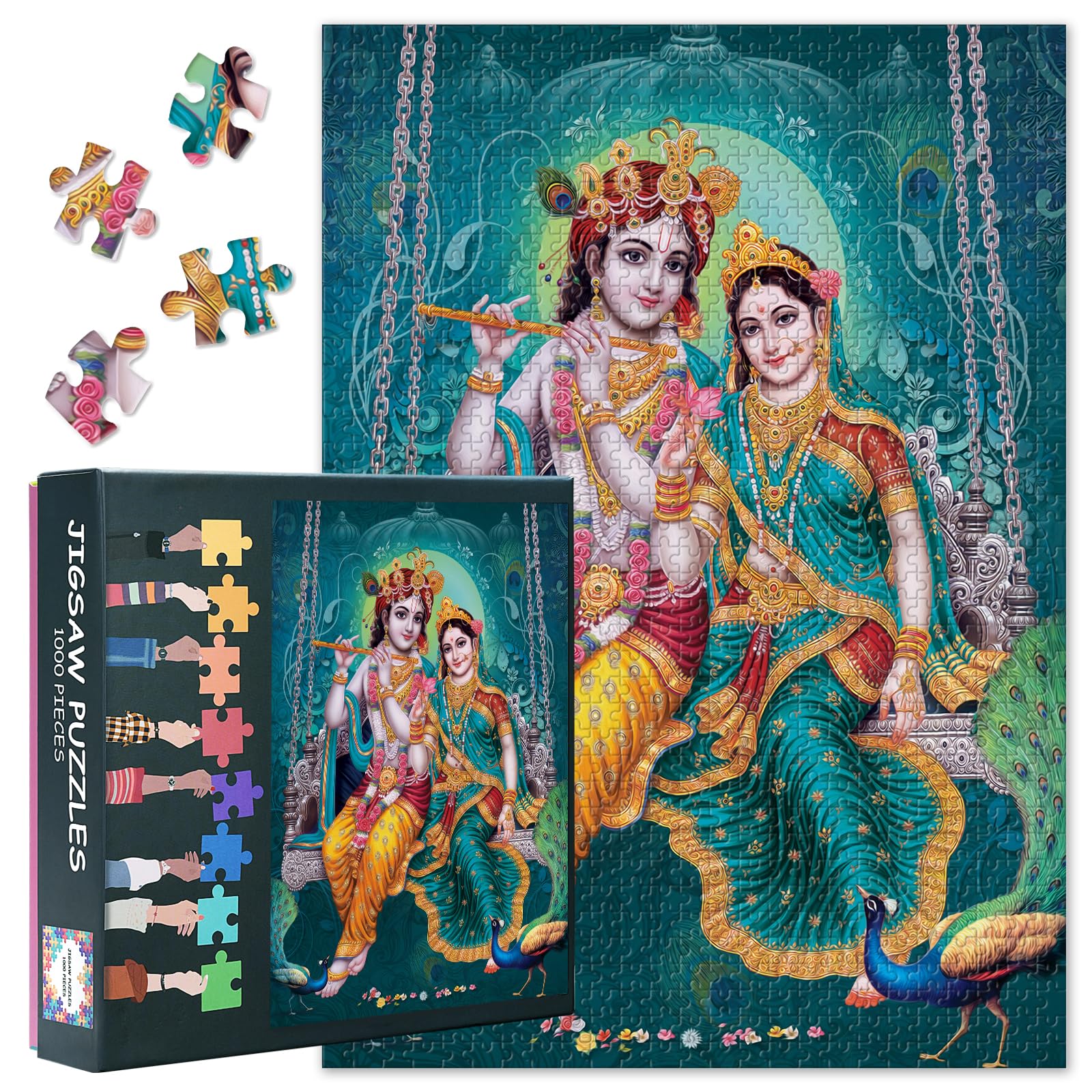 Lord Radha krishna 1000-Piece Jigsaw Puzzle for Adults -Hindu God 50x70cm Collectible Mythical Art