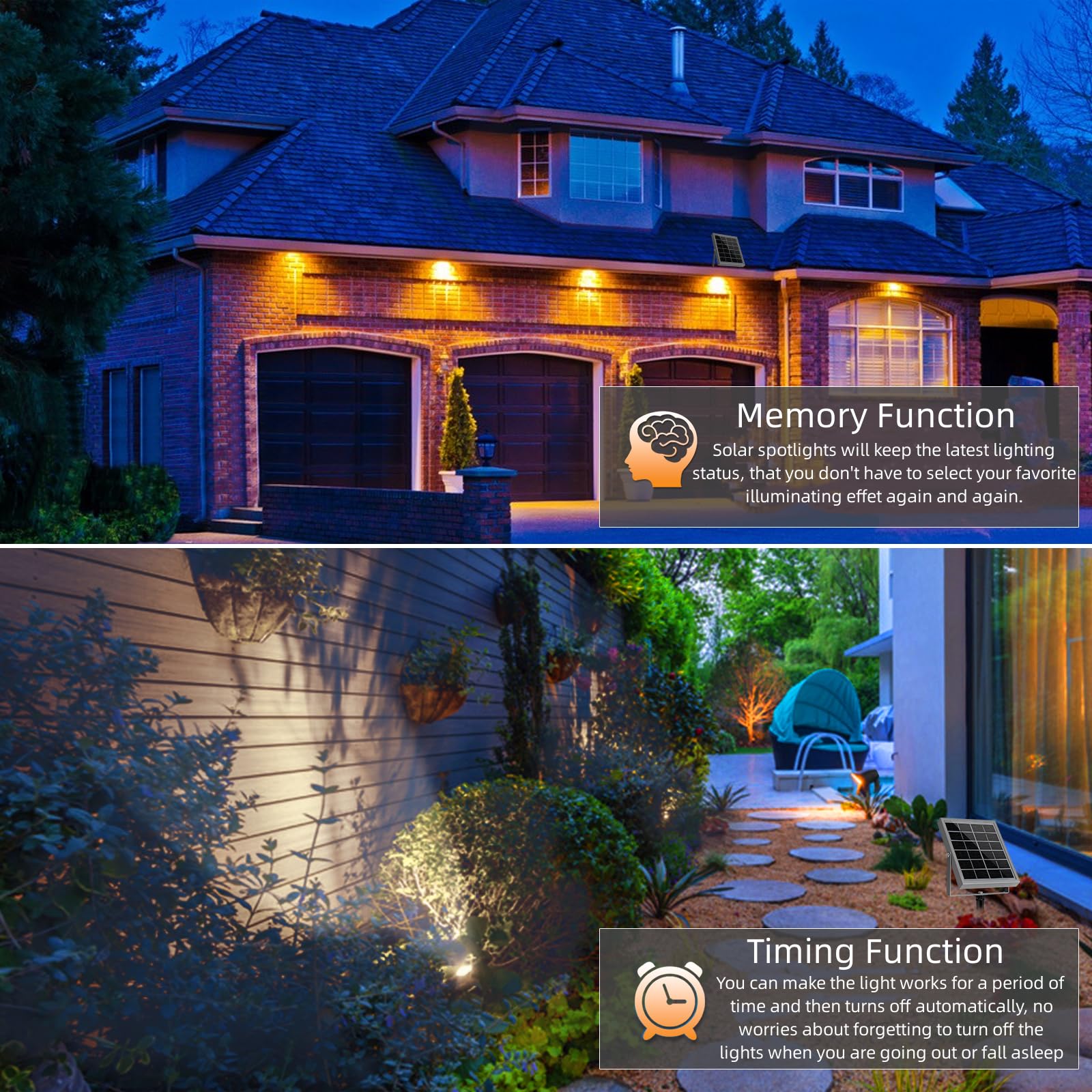 MEIKEE Faretti Solari Esterno, 6 in 1 Faretto Solare LED da Esterno Impermeabili IP66, 6W 6000mAh Luci Solari con Telecomando 2500K-6500K Dimmerabile 3 Luminosità 3 Modalità per Patio Prato Giardino