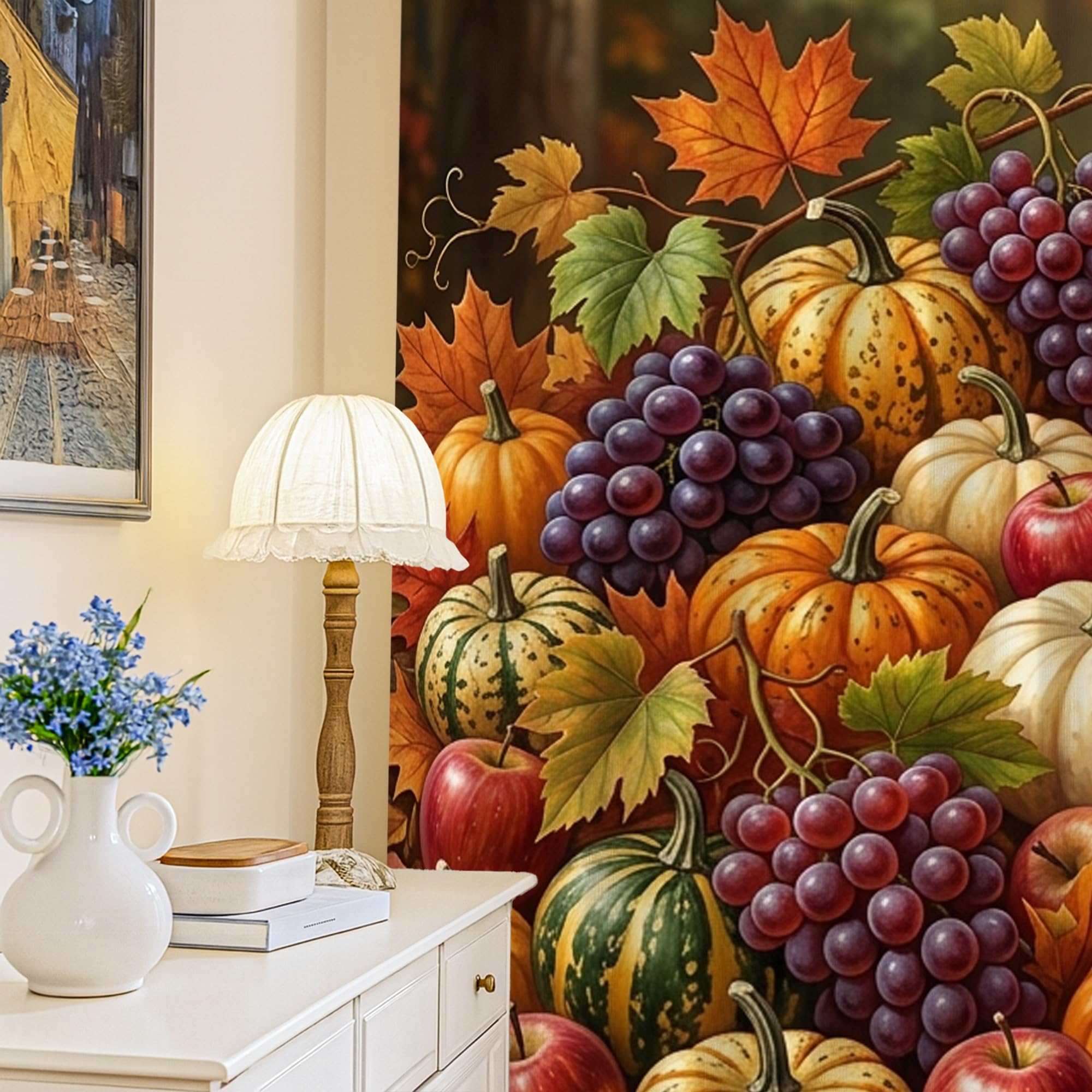 Rideaux occultants isolants orange anti-froid et lumière motif citrouilles 132x213 cm