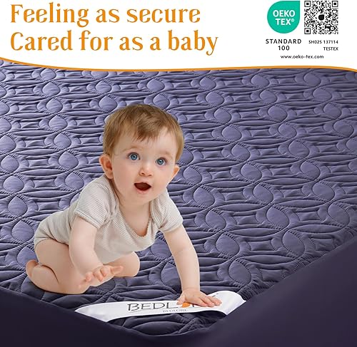 Miniatura 8 de BEDLORE Protector de colchón impermeable, protector de colchón tamaño Queen con bolsillo profundo de 6 a 18 pulgadas de profundidad, funda de