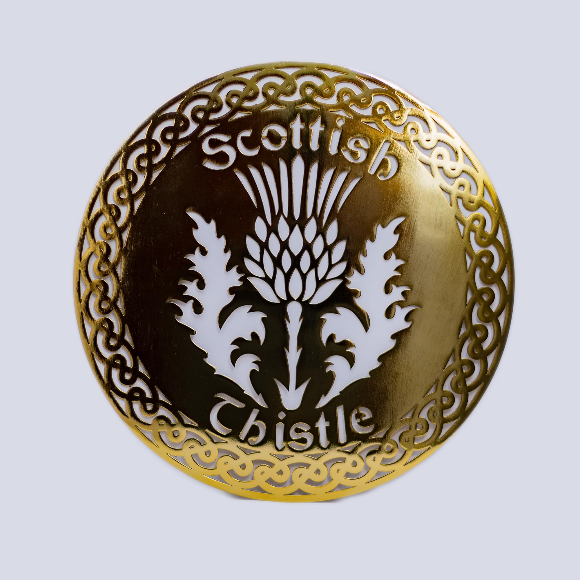 Exclusively Irish Thistle Round-Shaped Wall Hang - Black Nickel (Polished Brass), 30.5L x 30.5W cm