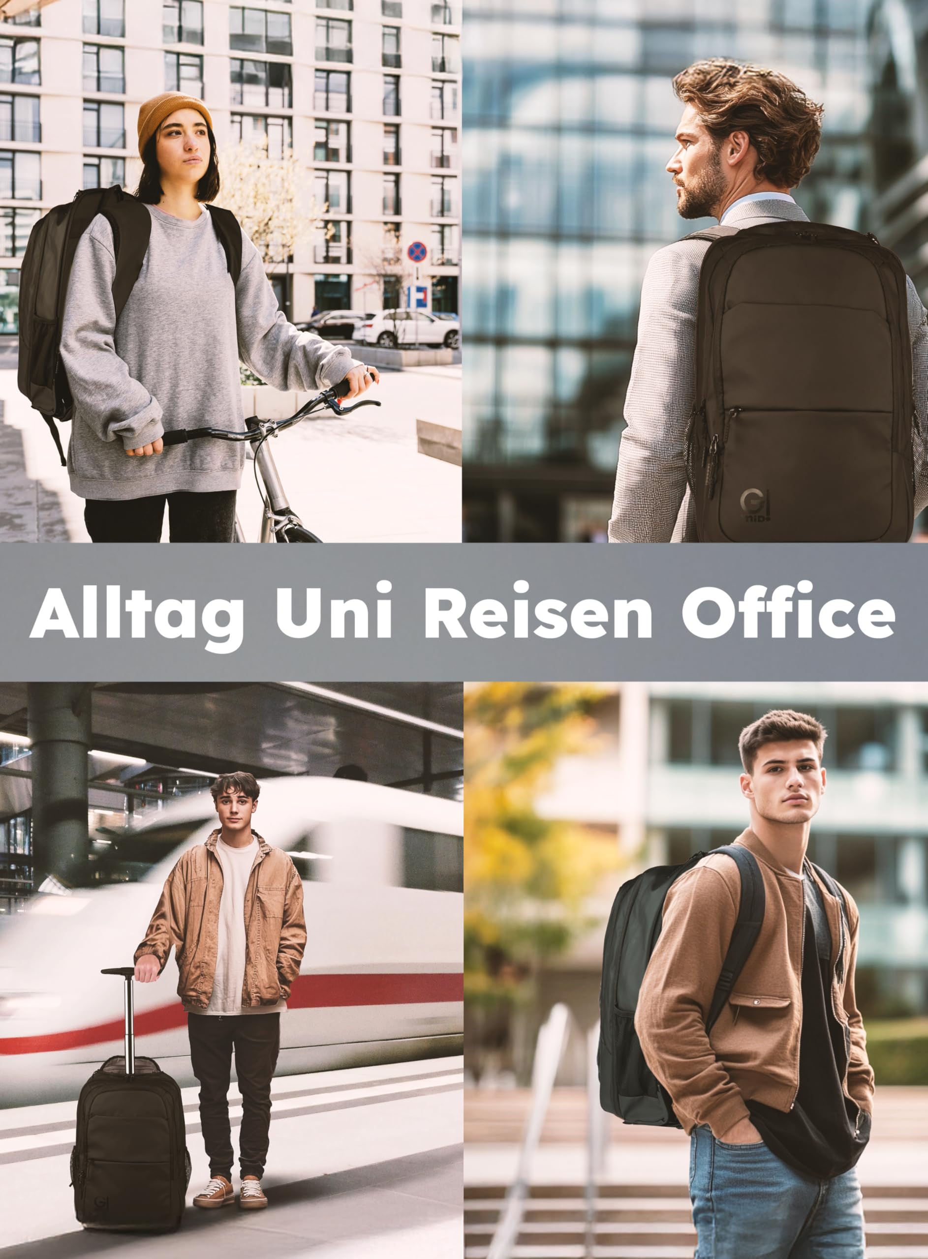 Trolley-Rucksack - Business Laptop- & Tablet-Trolley - Reiserucksack & Handgepäck - wasserabweisend & robust - viele Fächer mit Hauptfach für Kleidung - für Arbeit, Schule, Reisen & Uni