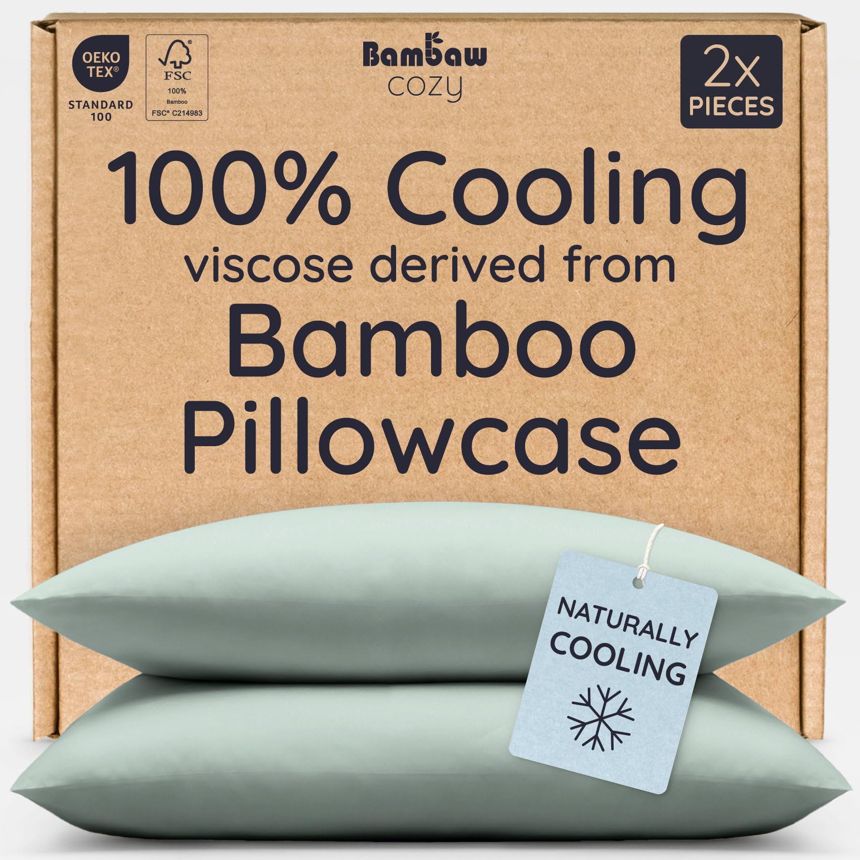 Photo 1 of Bambaw Bamboo Pillowcase Set - Standard Size (Sea Glass)