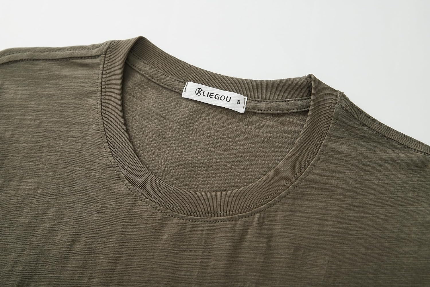 KLIEGOU Men's Slub Cotton Longline T-Shirt | 100% Textured Cotton Tee | Curved Hem | Crew Neck Casual Shirt | Pre-Shrunk - Image 4