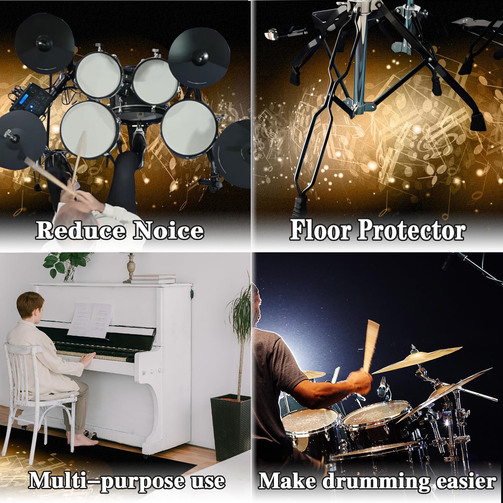 Schlagzeug Teppich Drum Teppich Schlagzeugteppich Schallschutz Teppich Drum Matte Schallschutzmatte Drum Rug Drumteppich Musikinstrumentenmatte rutschfeste Trommel Teppiche 150 x 120 cm