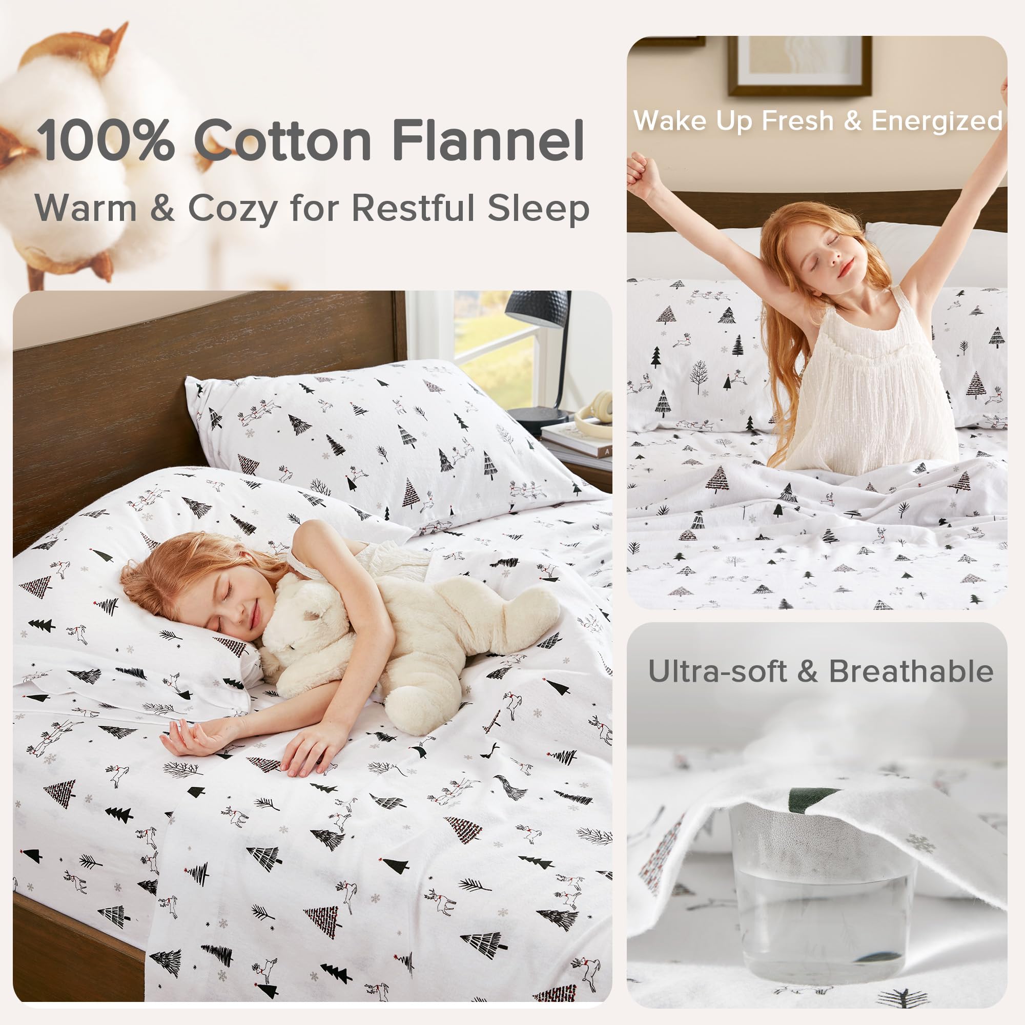 Comfort Spaces 100% Cotton Flannel Sheets Twin - Image 3