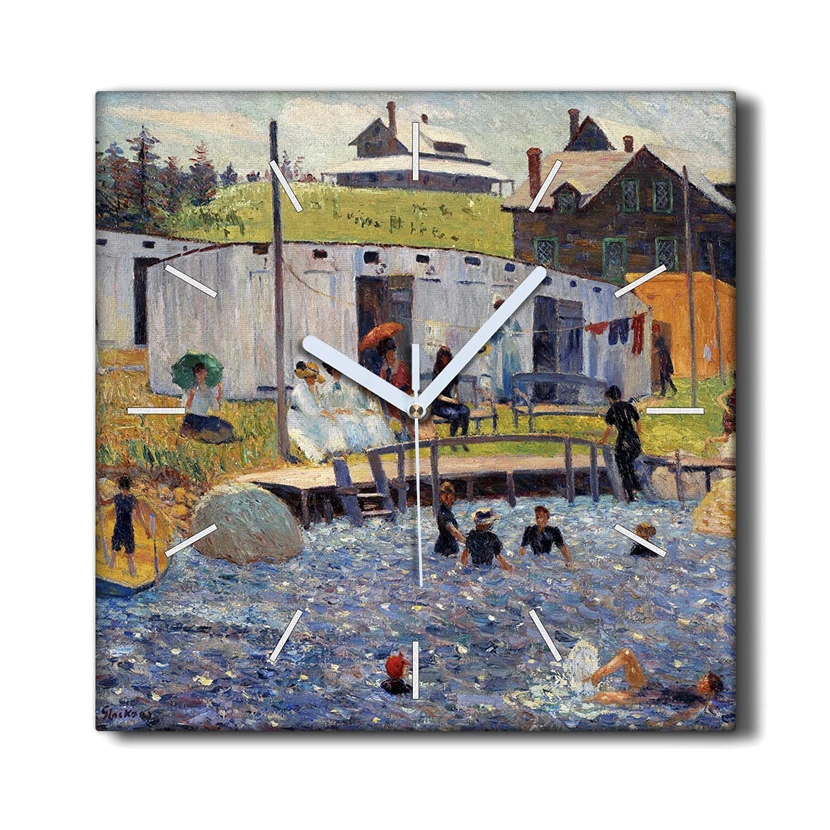 Horloge sur Toile Décoration Horloge Murale sans tic-tac Salon Coloray 30x30