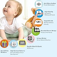 Vista 5 de 50 páginas de tarjetas de estimulación visual, 25 tarjetas de estímulo visual para bebés en blanco y negro, juego de tarjetas de desarrollo