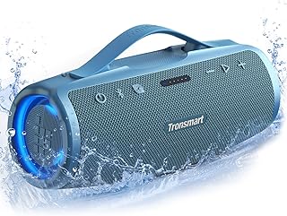 Tronsmart Mirtune S100 Altavoz Bluetooth 50W, Altavoz Portátil Potente, Resistente al Agua IPX7, Retractable Handle, 20H de Reproducción, Sonido Estéreo, Aux y Powerbank, Speaker con EQ para Exterior