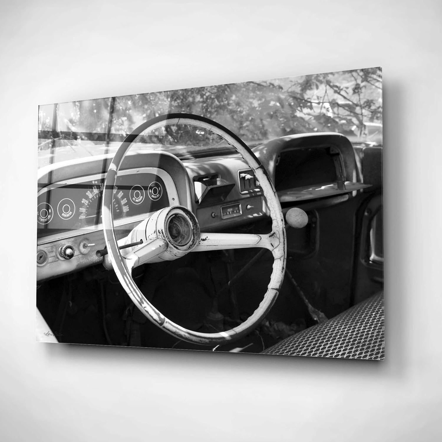 Epic Art 'Chevy Steering Wheel' by Lori Deiter, Acrylic Glass Wall Art, 16"x12"